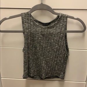 Grey high neck crop top